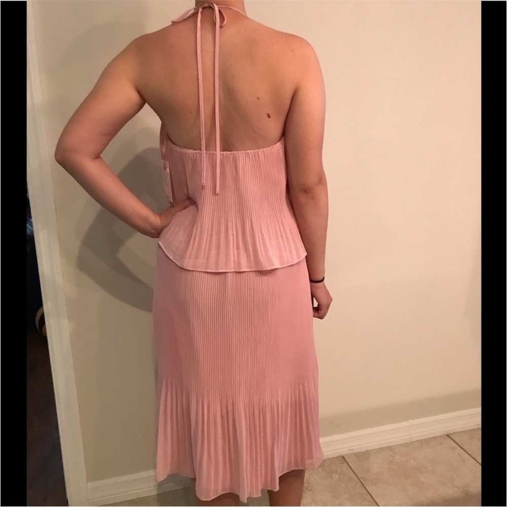 H by Halston Pleated Halter Midi Dress Pink Pearl Backless 10 NWT - Picture 7 of 12